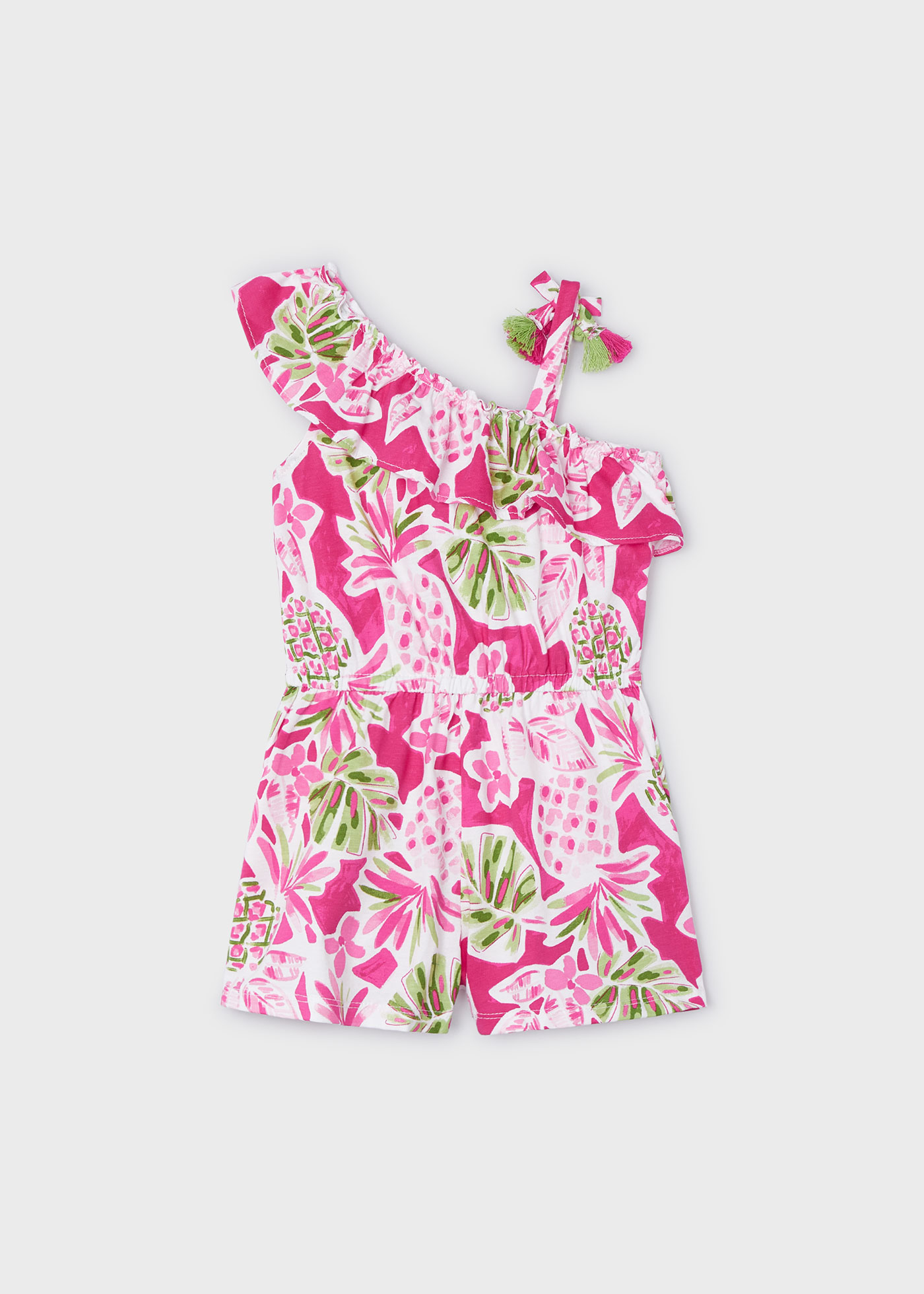 Macacão estampado assimétrico para meninas, cor tinta