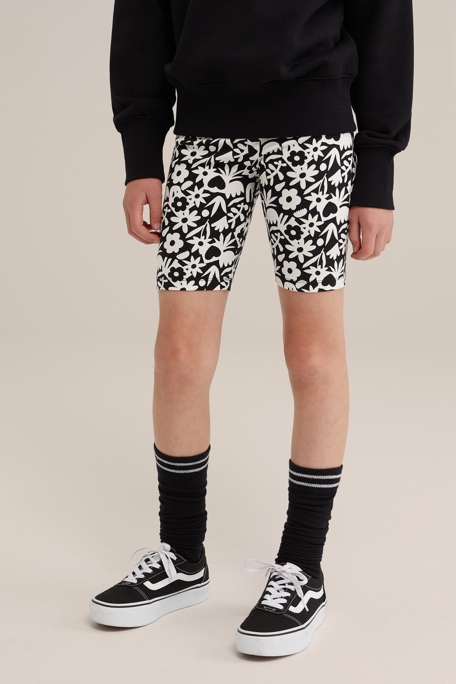 Meisjes korte legging met dessin WE Fashion Zwart