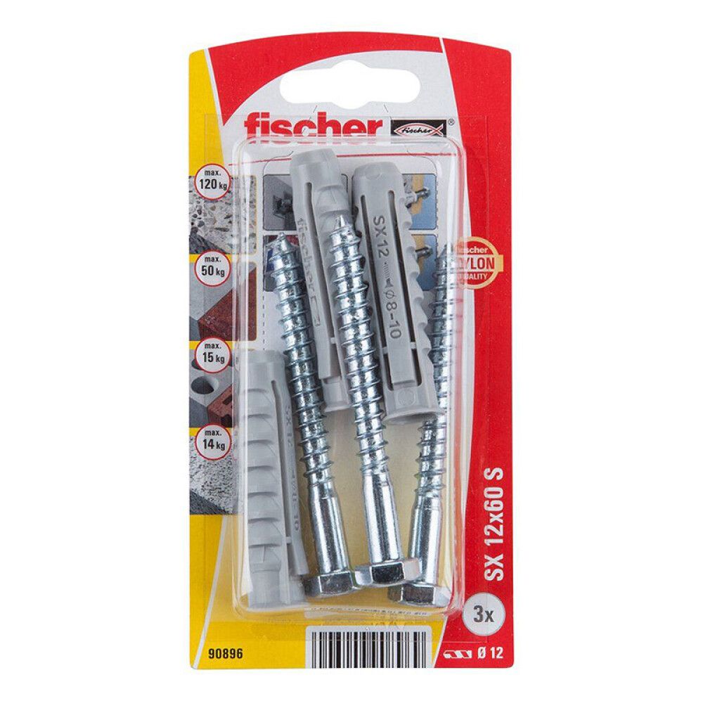 NYLONPLUGG FISCHER SX 12X60MM 3-PAKK