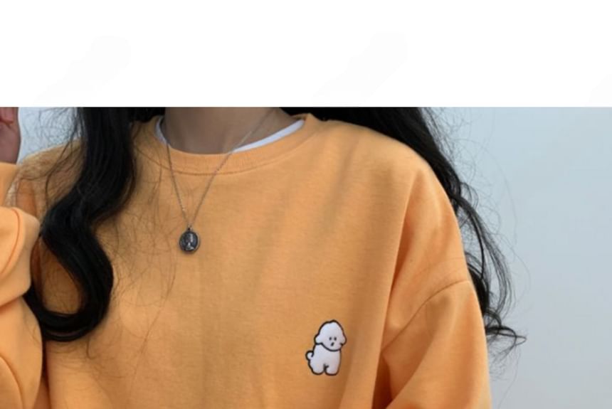 SeoulPop - Losvallend sweatshirt met geborduurde hond