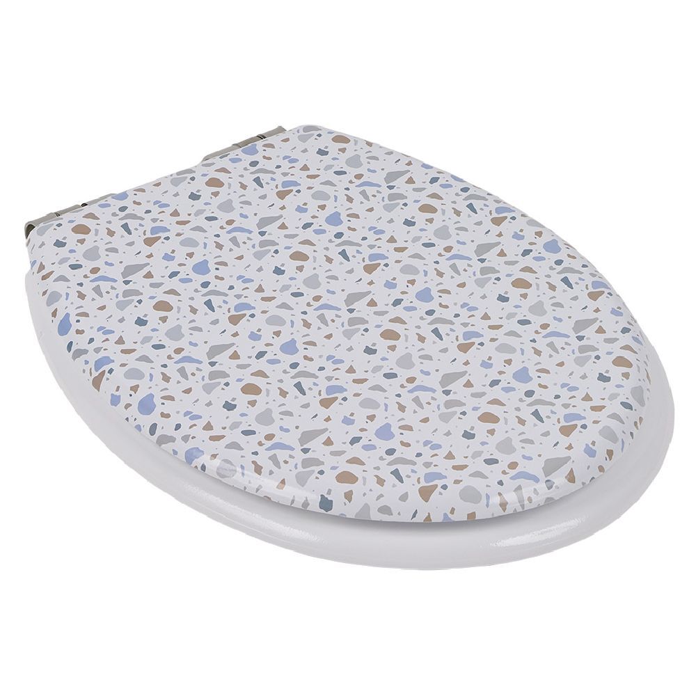 Abattant WC bois terrazzo avec frein de chute déclipsable réglable