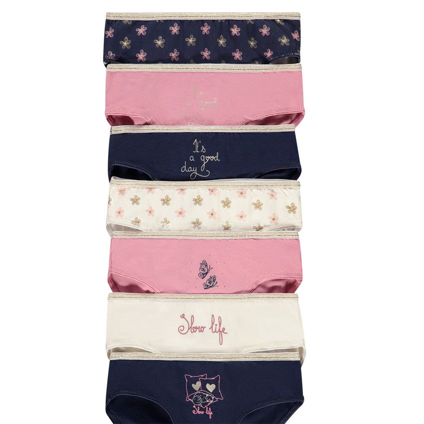 Lot de 7 culottes en jersey imprimé fantaisie pour fille - Multicolore