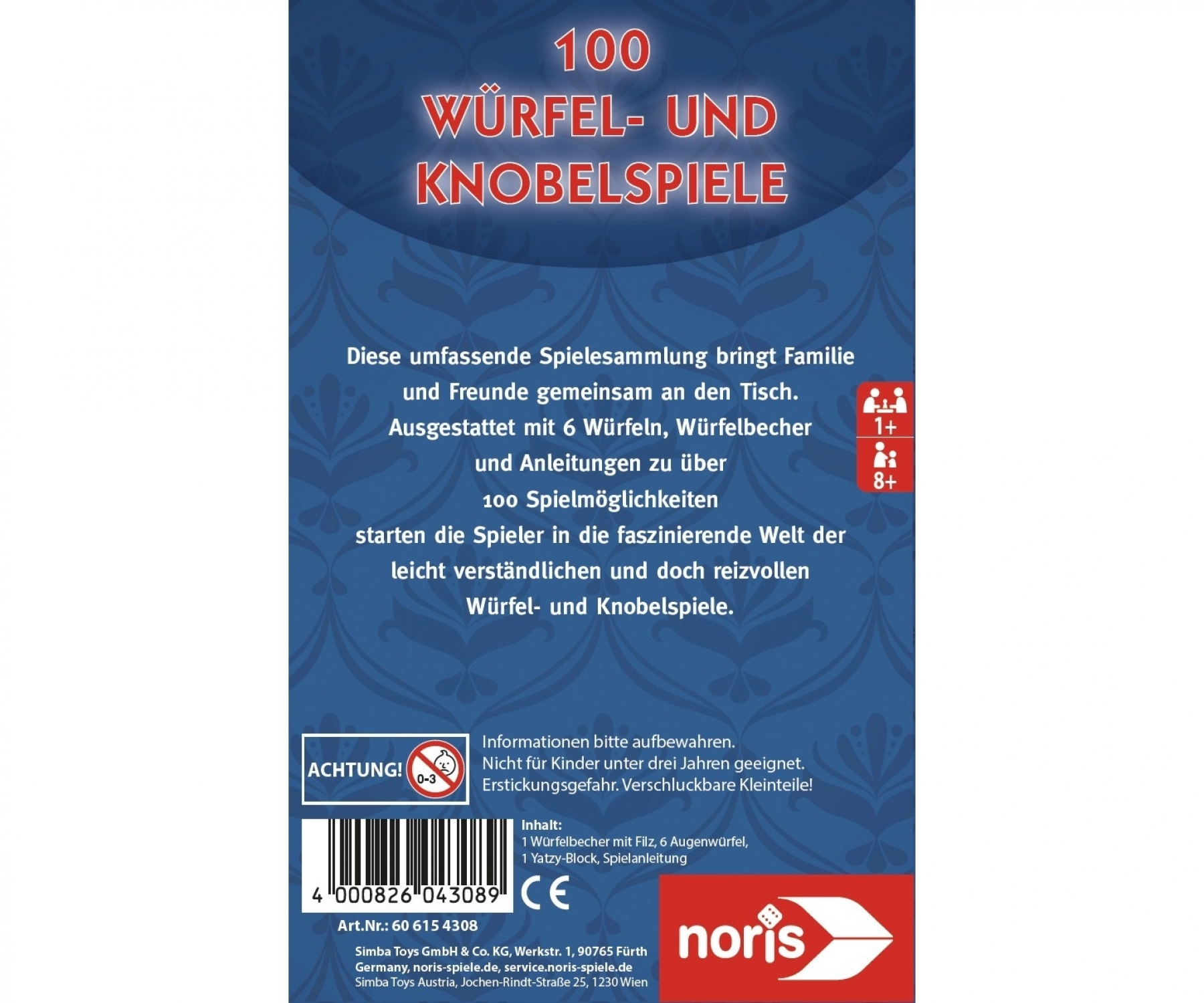 100 Würfel- und Knobelspiele Würfel Gesellschaftsspiel Sammlung für Familien / Kinder (606154308)