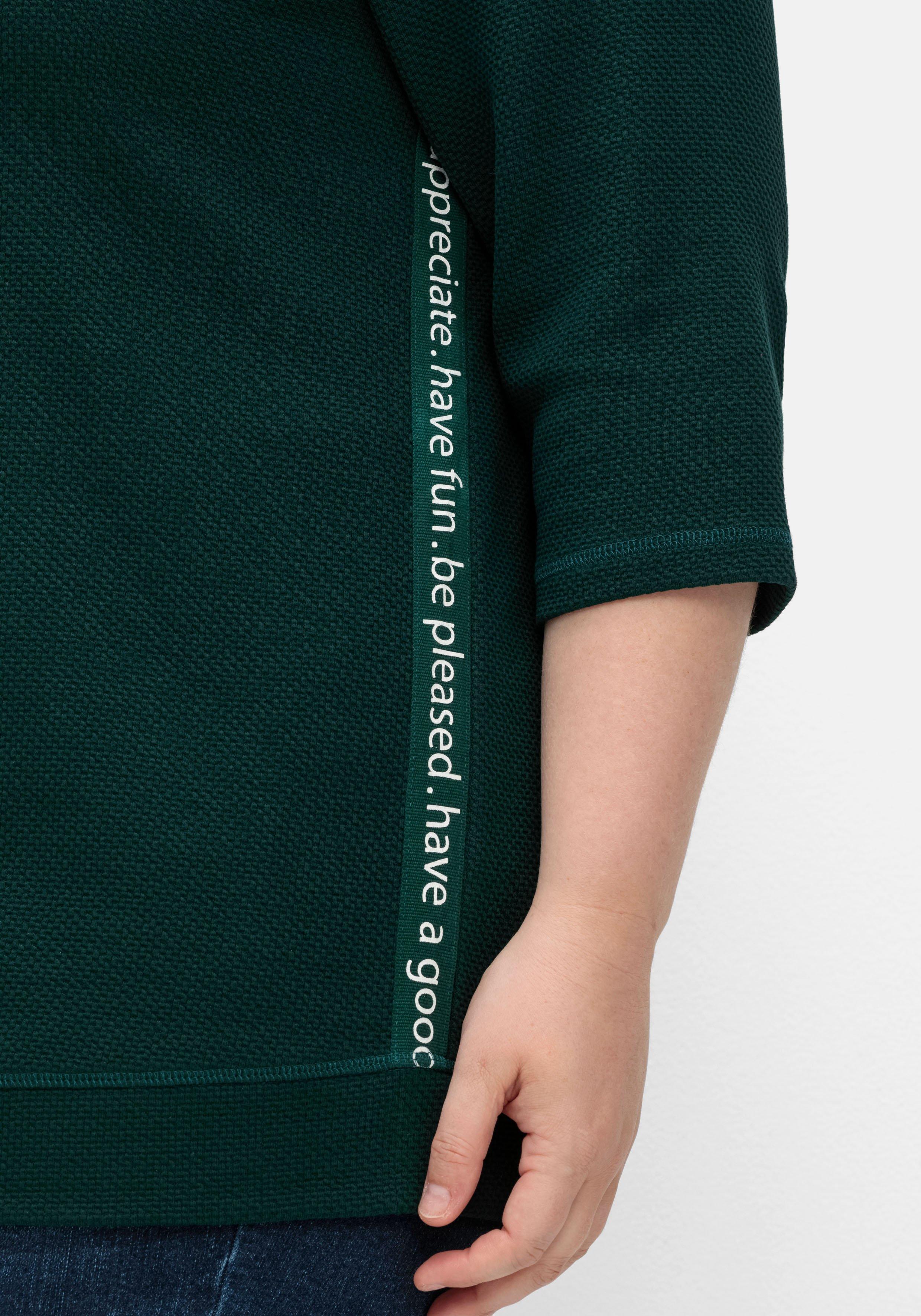 Sweatshirt aus Waffelpiqué, mit Zierband seitlich
