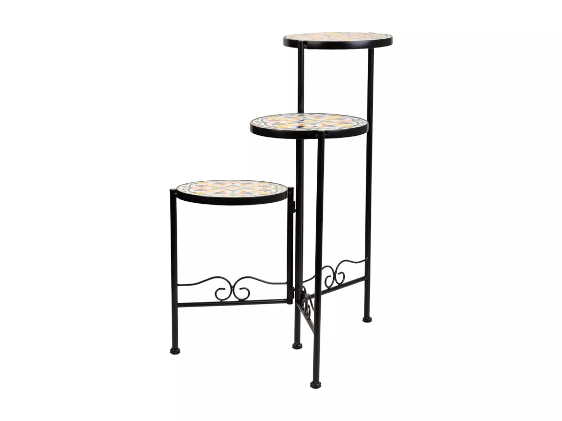 Ensemble de 3 supports en mosaïque et métal noirs