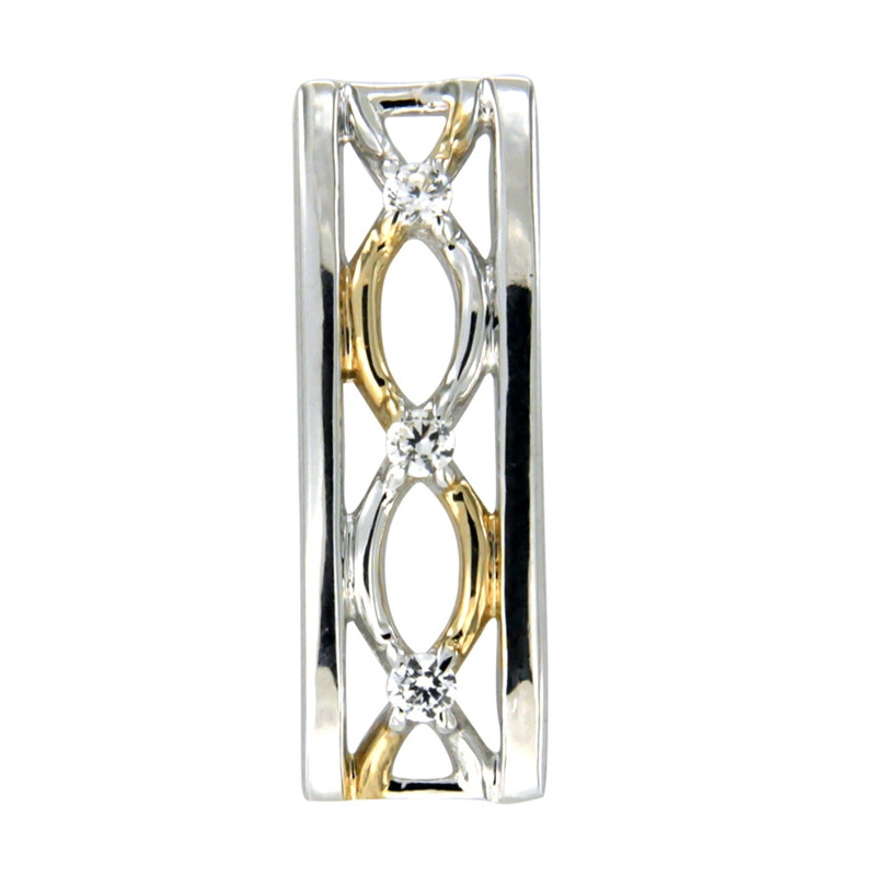 Pendentif Rectangle Doré et Argent 925 orné de Cristaux Swarovski Blanc