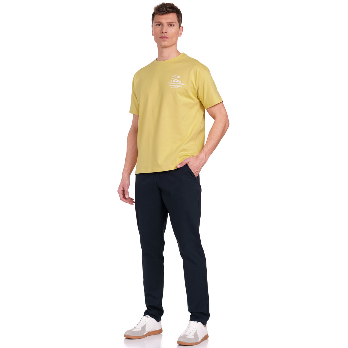 Jonas Nielsen Herren T-Shirt mit Backprint gelb