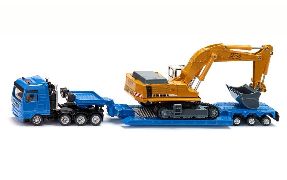 MAN TG-A Schwertransporter mit Liebherr Bagger 1:87H0 MAN Lastwagen mit Tiefbettauflieger und Liebherr Löffelbagger