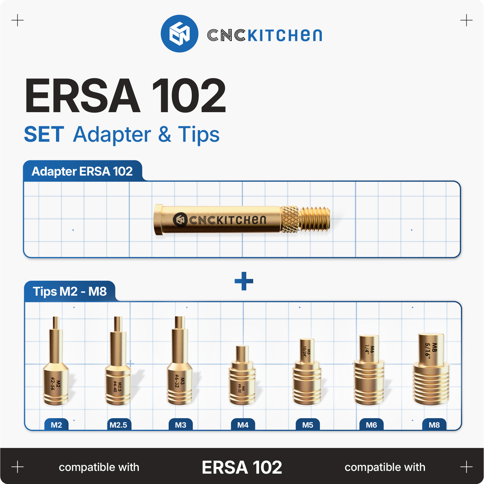 CNC Kitchen  Einschmelzhilfen + Ersa 102 Adapter    Hochwertige Lötspitzen aus Messinglegierung inkl. Adapter
