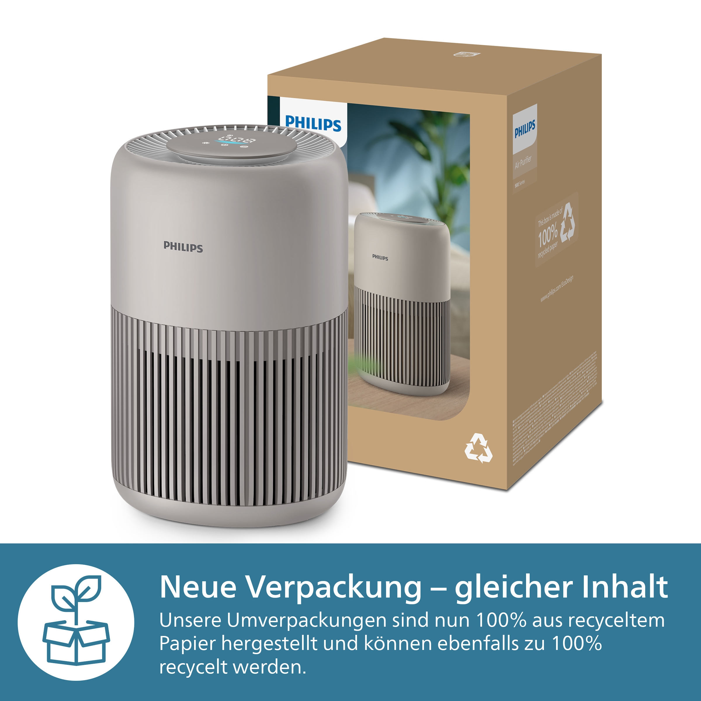 Philips Luftreiniger »AC0921/14 PureProtect Mini 900 Series, Luftreinigungsrate 250 m³/h« für 65 qm Räume 2-Schichten-HEPA-Filtersystem, leise