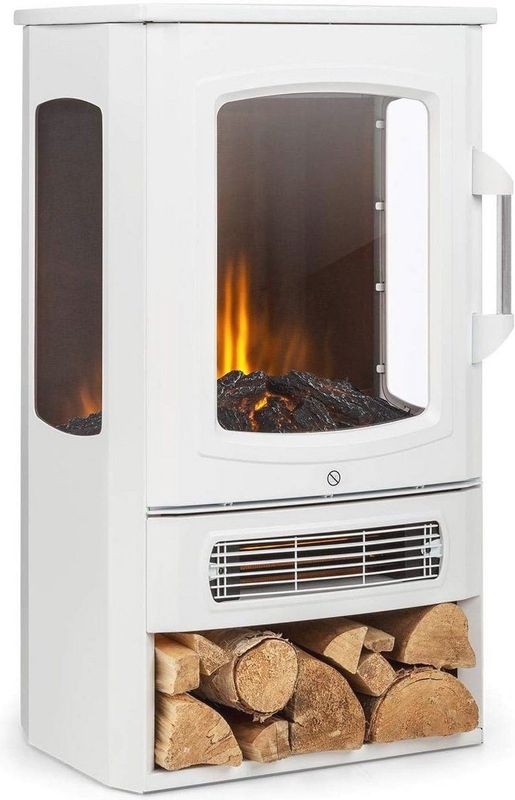 Elegante elektrische haard met panoramavenster en instelbare verwarming