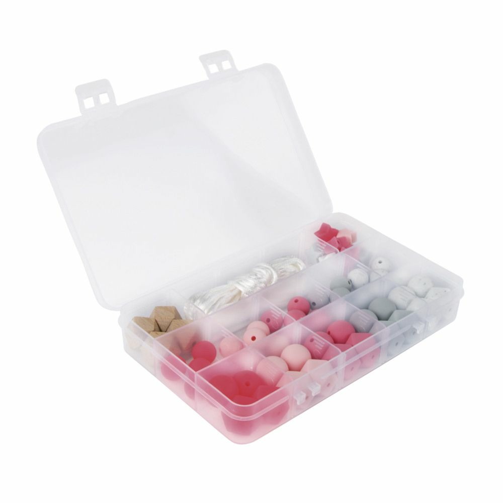 Coffret de perles en silicone - rose