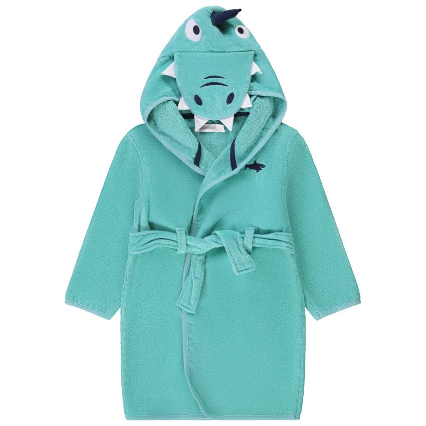 Peignoir à capuche ludique en éponge pour garçon - Bleu
