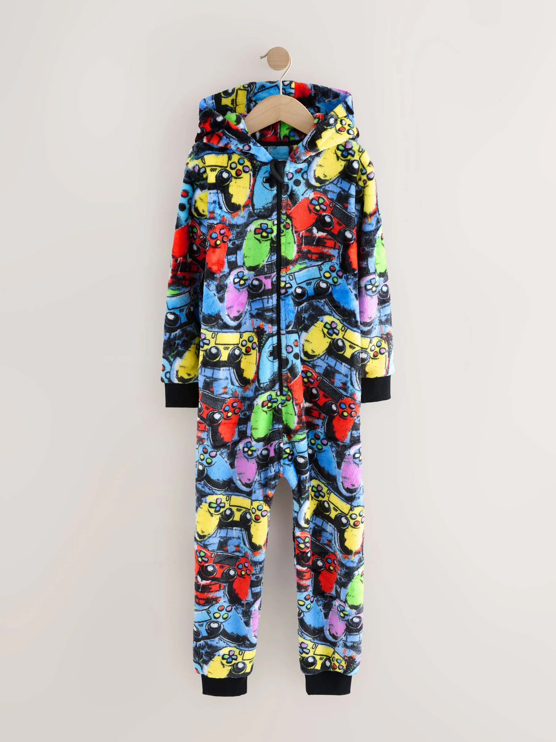 Meerkleurige Gamer - Fleece onesie (3-16 jr)
