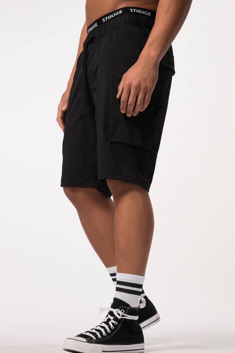 STHUGE Cargo-Bermuda, Elastikbund, Nylon, bis 8 XL, schwarz | Ulla Popken