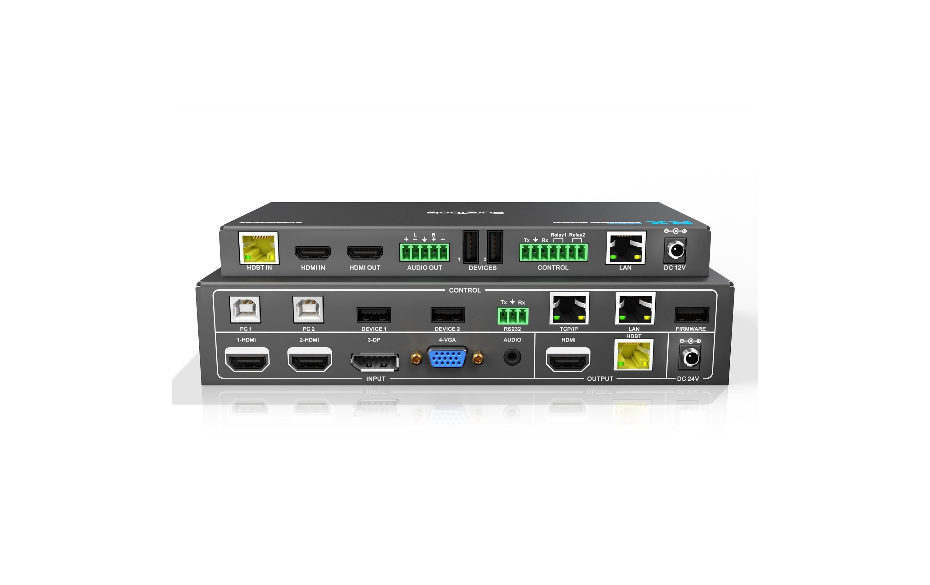 Presentation Switcher PT-PSW-42 Multiformat HDBaseT<br>4x2 4K Multiformat HDBaseT Conference Switcher mit Scaler Set