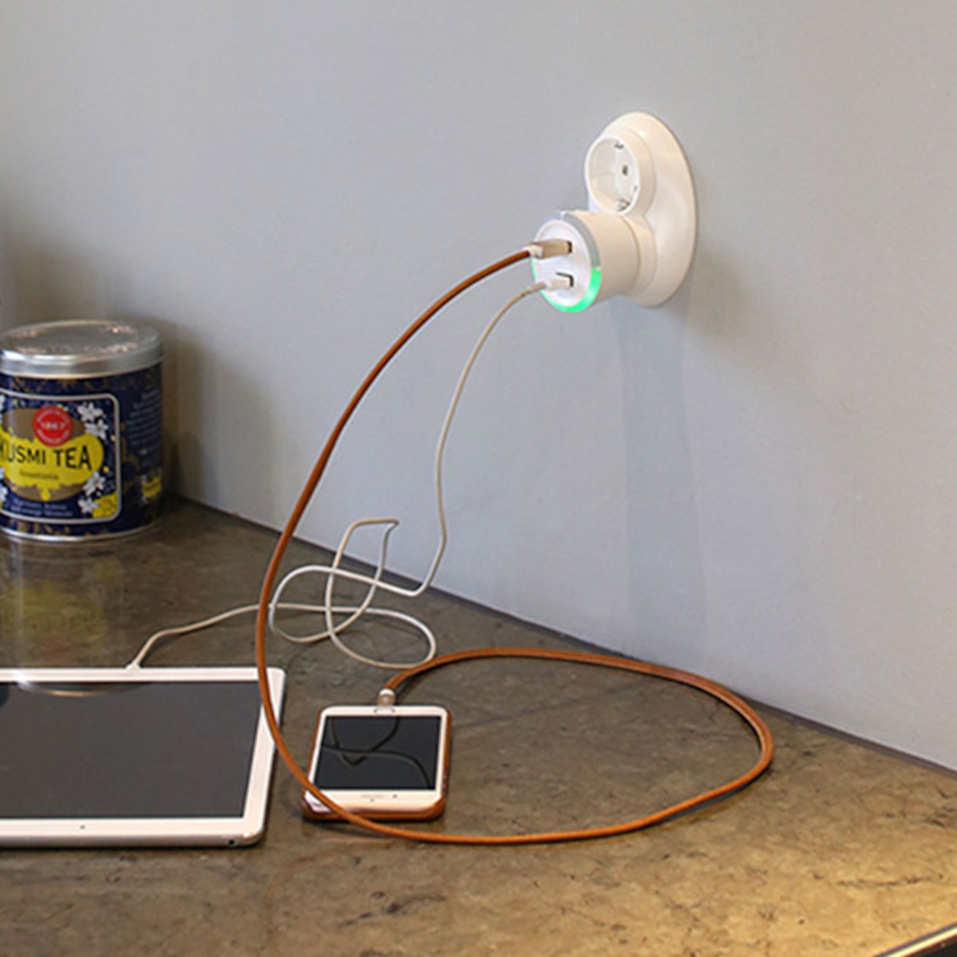 Capidi USB-sikkerhetstimer med to porter - 3,4 A Hvit