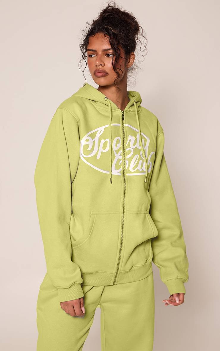 Lime Green Pantalon De Jogging Droit En Molleton De Coton Sports Club