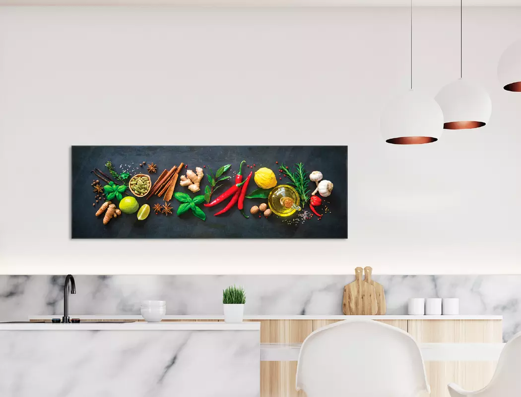 Glasbild 33 x 98 cm Herbs and Spices