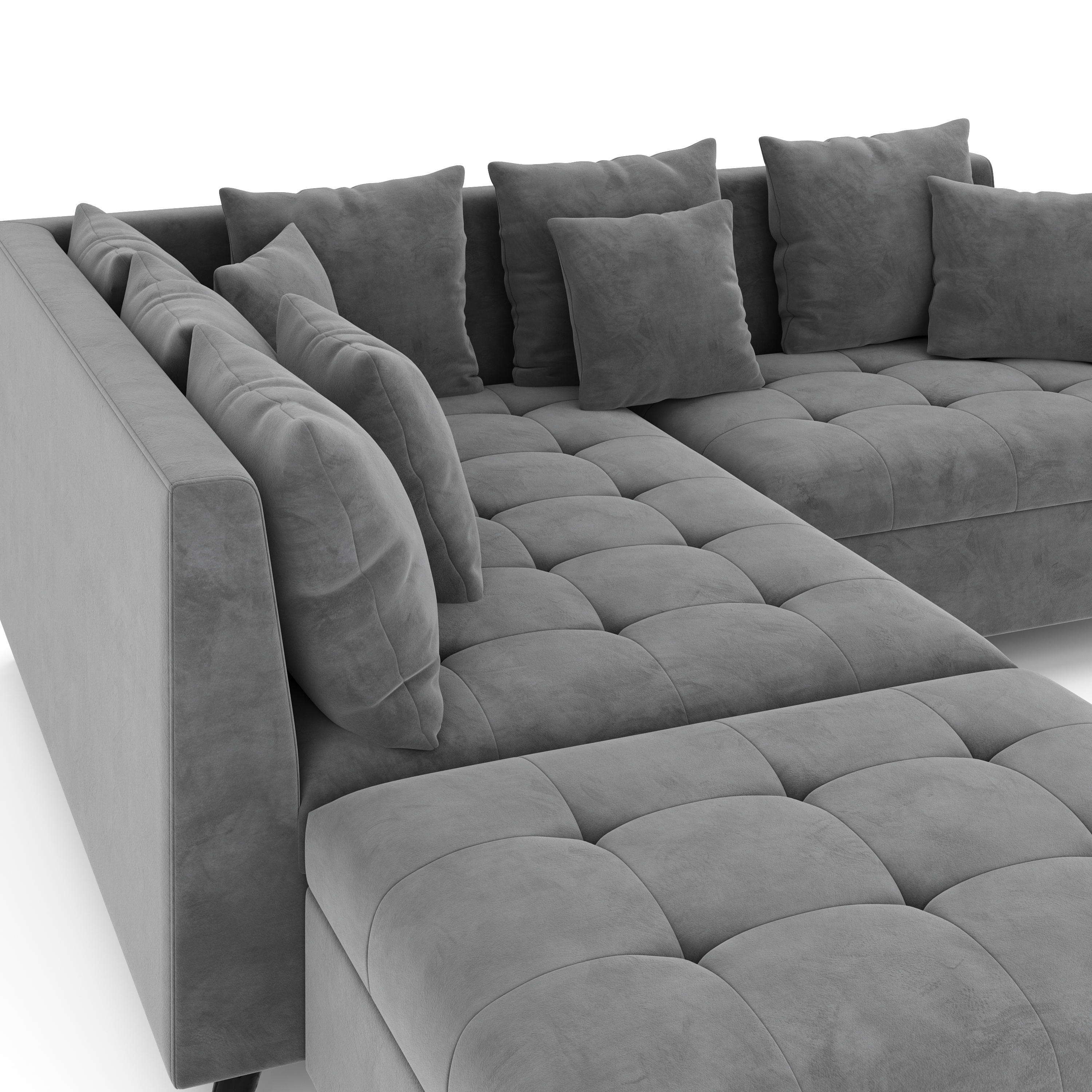 Ecksofa Samt mit Ottomane ELINA links anthrazit