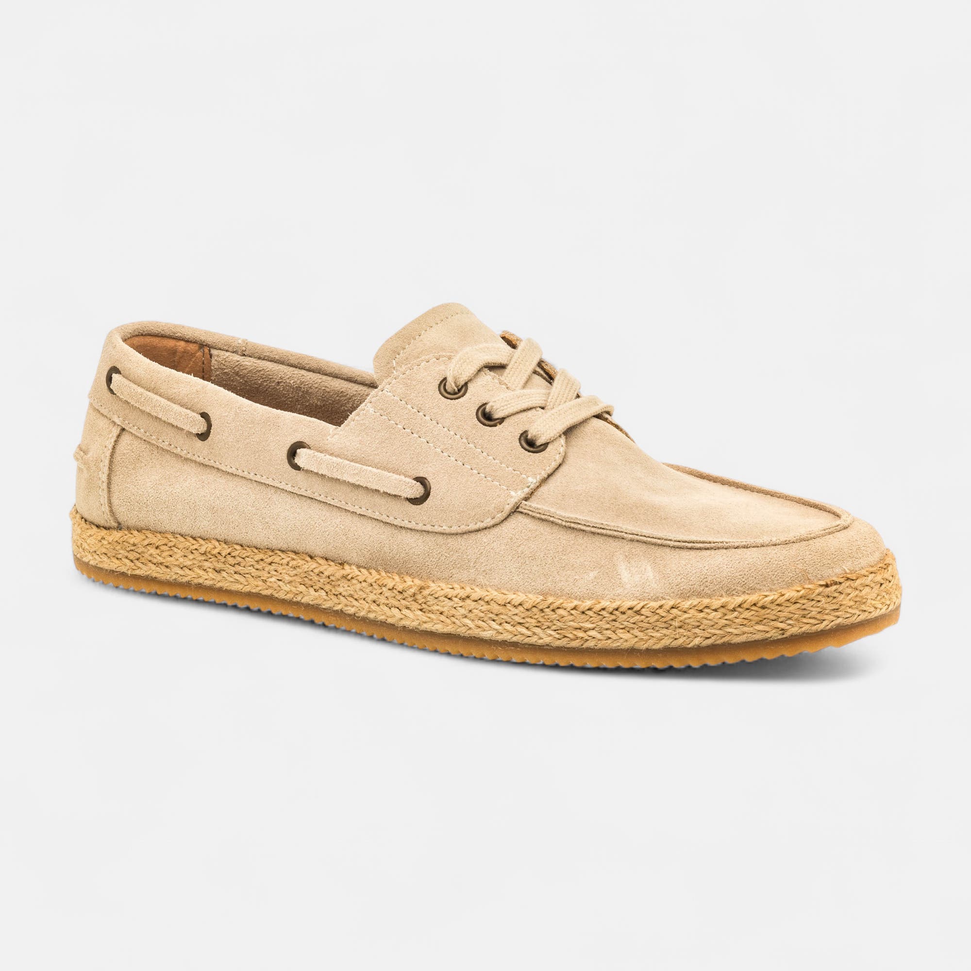 Chaussures bateau Homme en cuir ecru