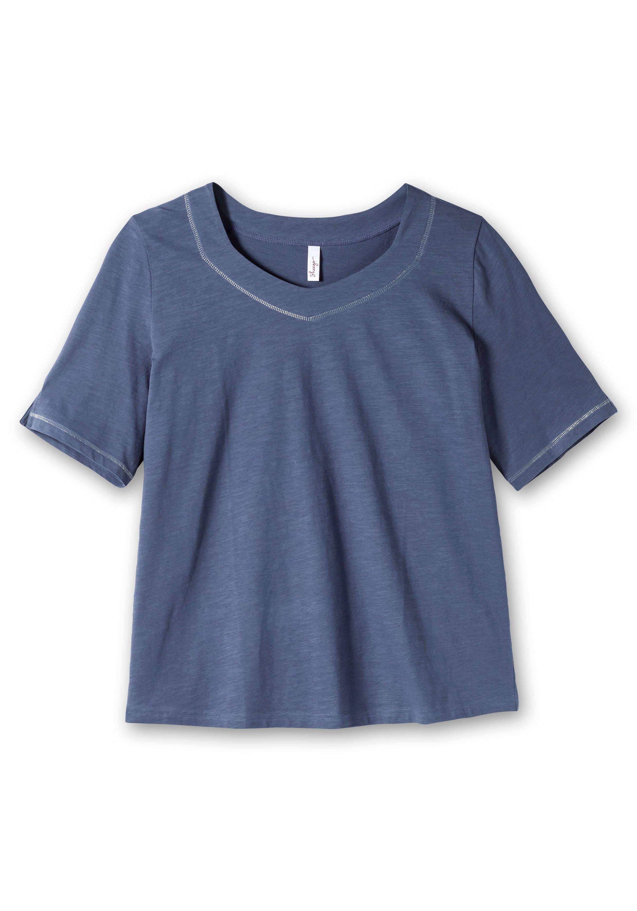 Shirt mit Effekt-Ziernähten, aus Flammgarn