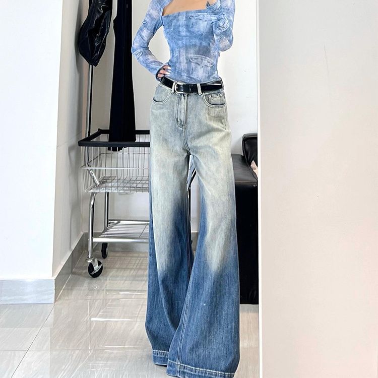 Coline - High Rise Gradient Washed Bell Bottom Jeans