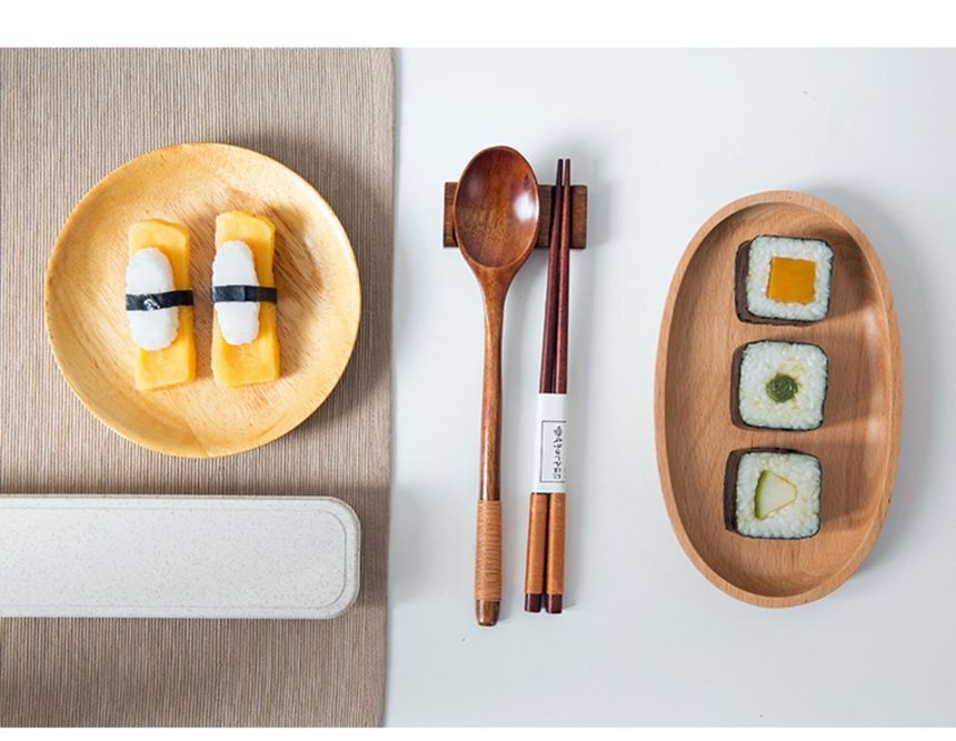 MyHome - Set: Houten eetstokjes + lepel + etui