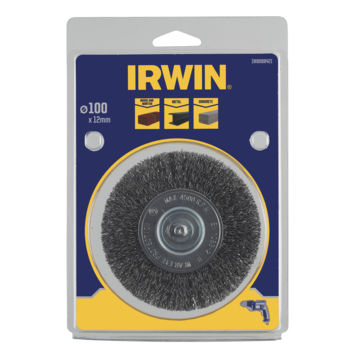 Irwin staaldraadband Ø 100x10 mm voor (accu)boormachine. Voor schuren steen.