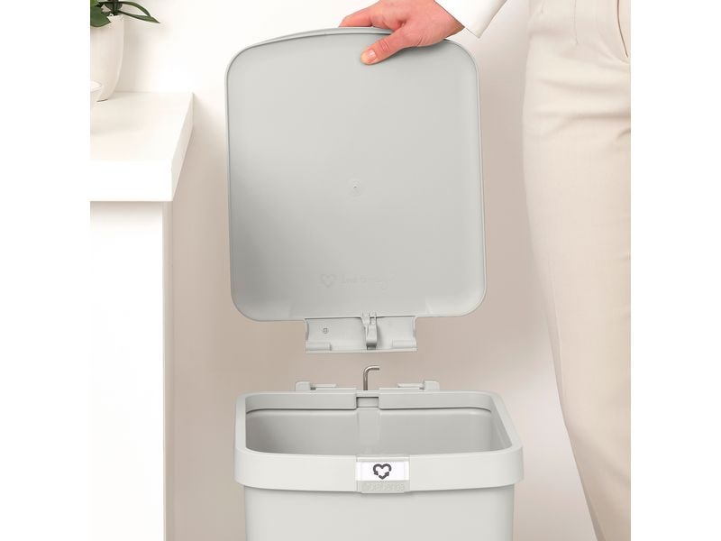 Brabantia Recyclingbehälter StepUp 25 l, Hellgrau Treteimer für Recyclingmaterialien