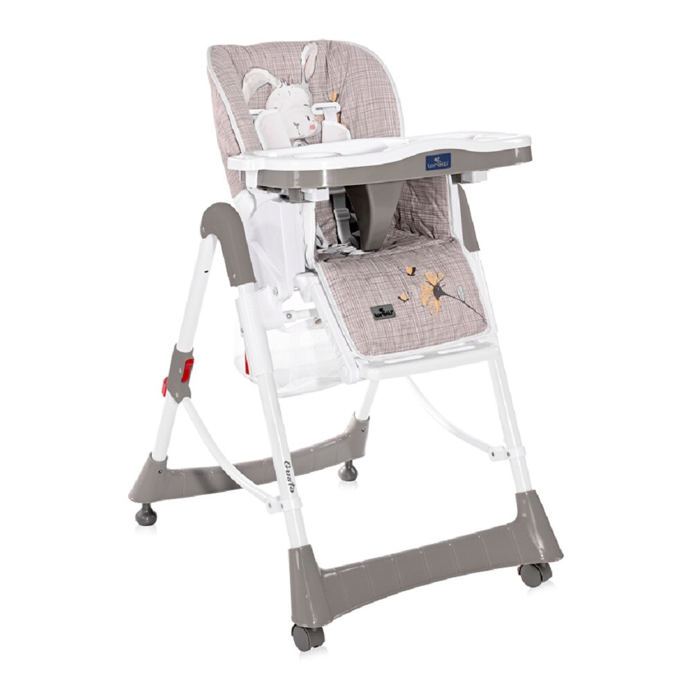 Lorelli Hochstuhl Gusto, klappbar verstellbar Tisch Bechervertiefung Sitzpolster beige grau