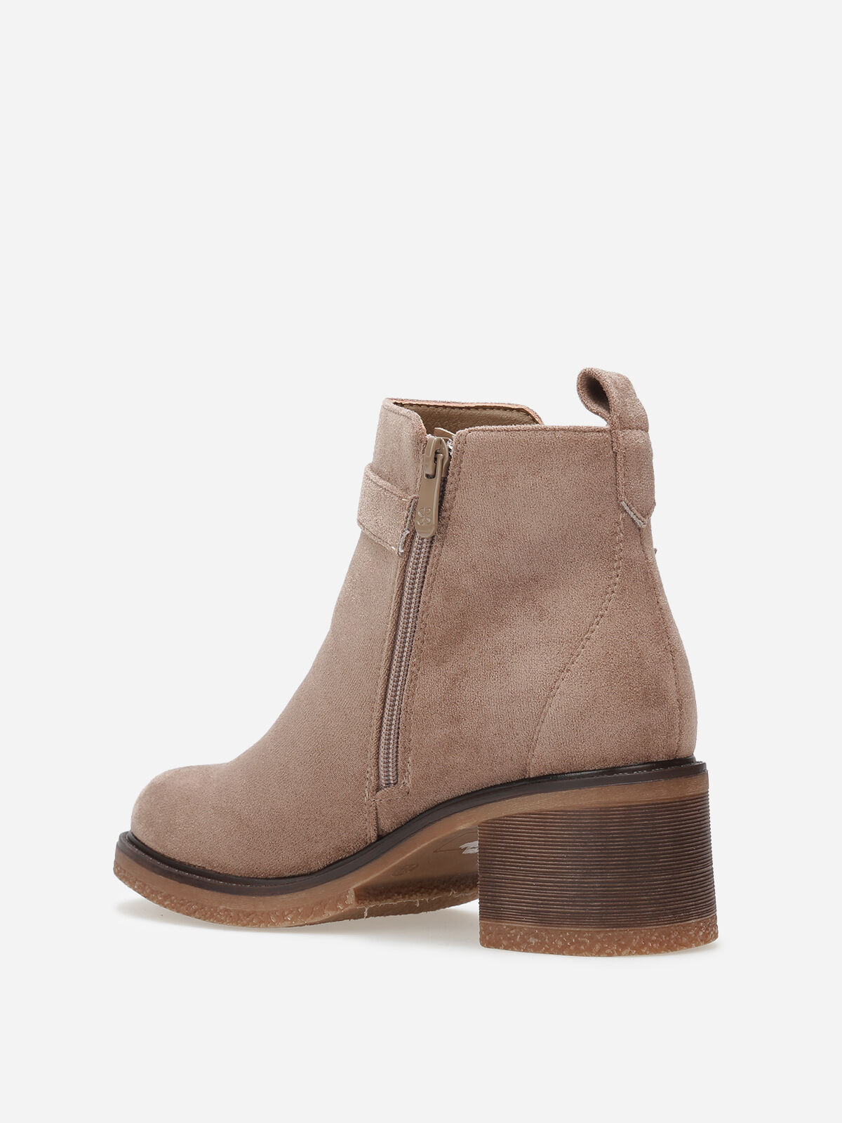 Bottines en suédine à boucle métallique- Taupe
