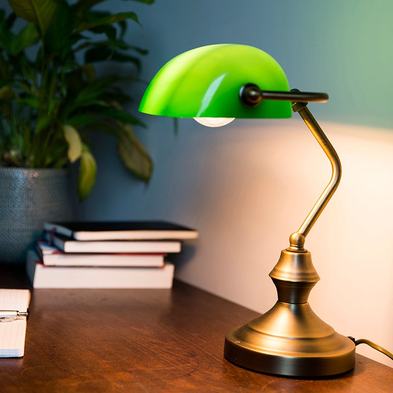 Smart klassieke tafellamp brons met groen glas incl. Wifi A60 - Banker