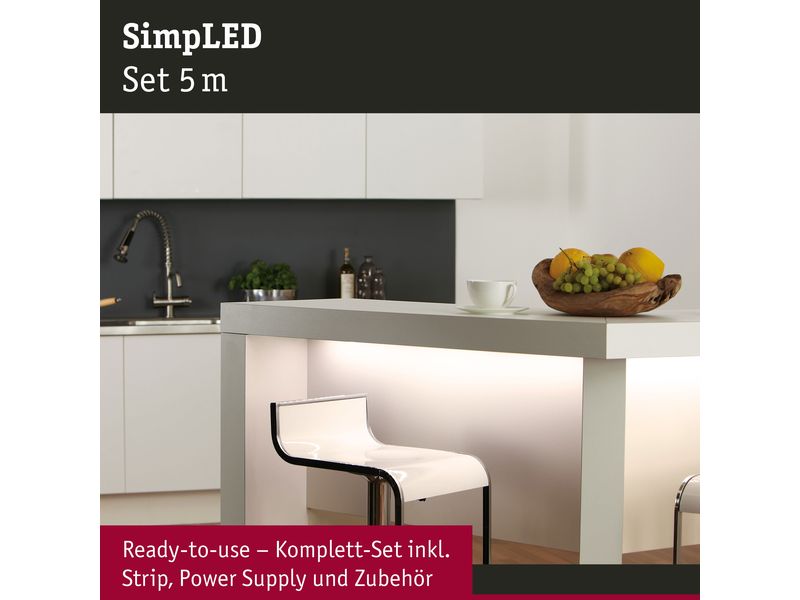 Paulmann LED-Stripe SimpLED 3000 K, 5 m Rolle Beschichteter LED-Streifen, kürzbar