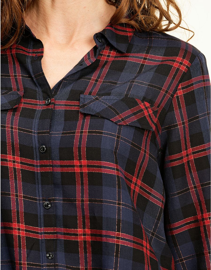 Blouse à carreaux marine