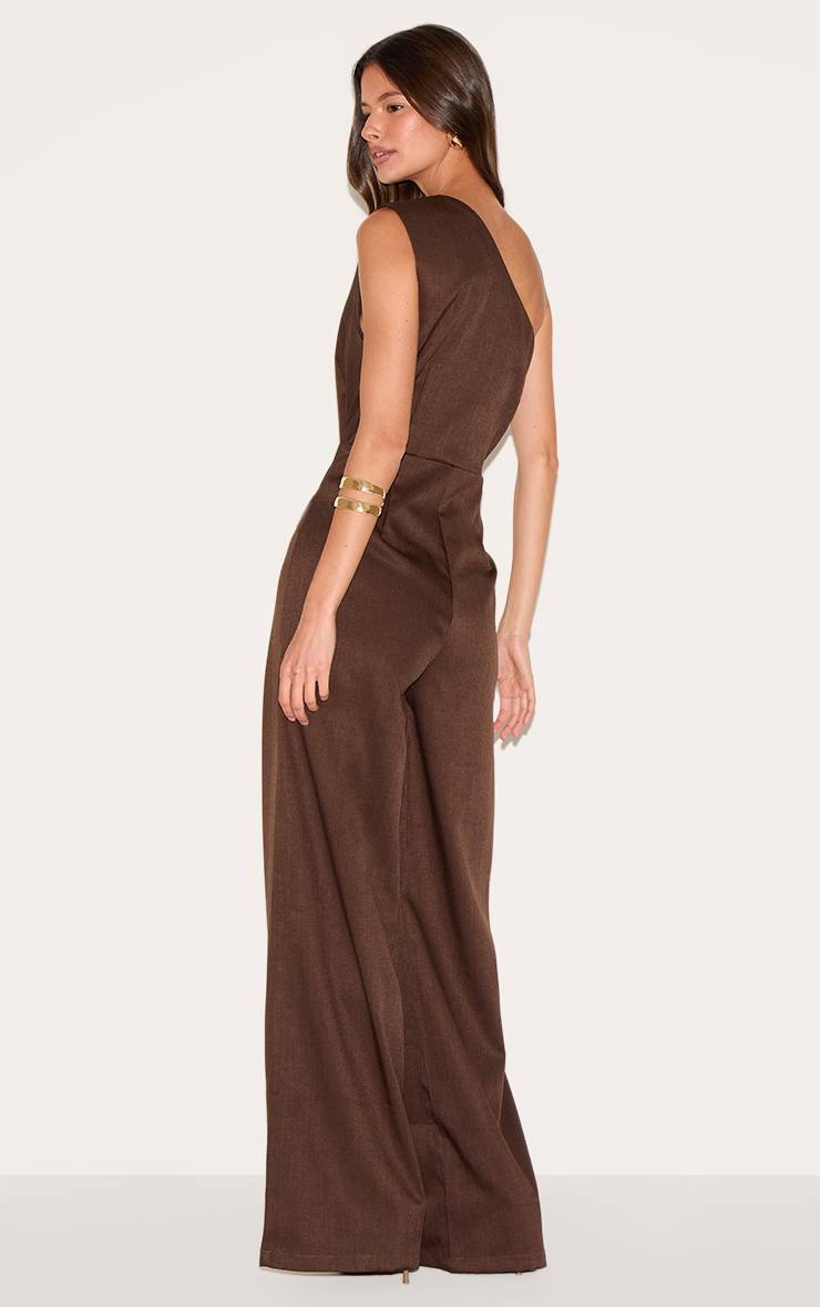 Chocolat Combinaison-pantalon Tissée Asymétrique À Jambe Large