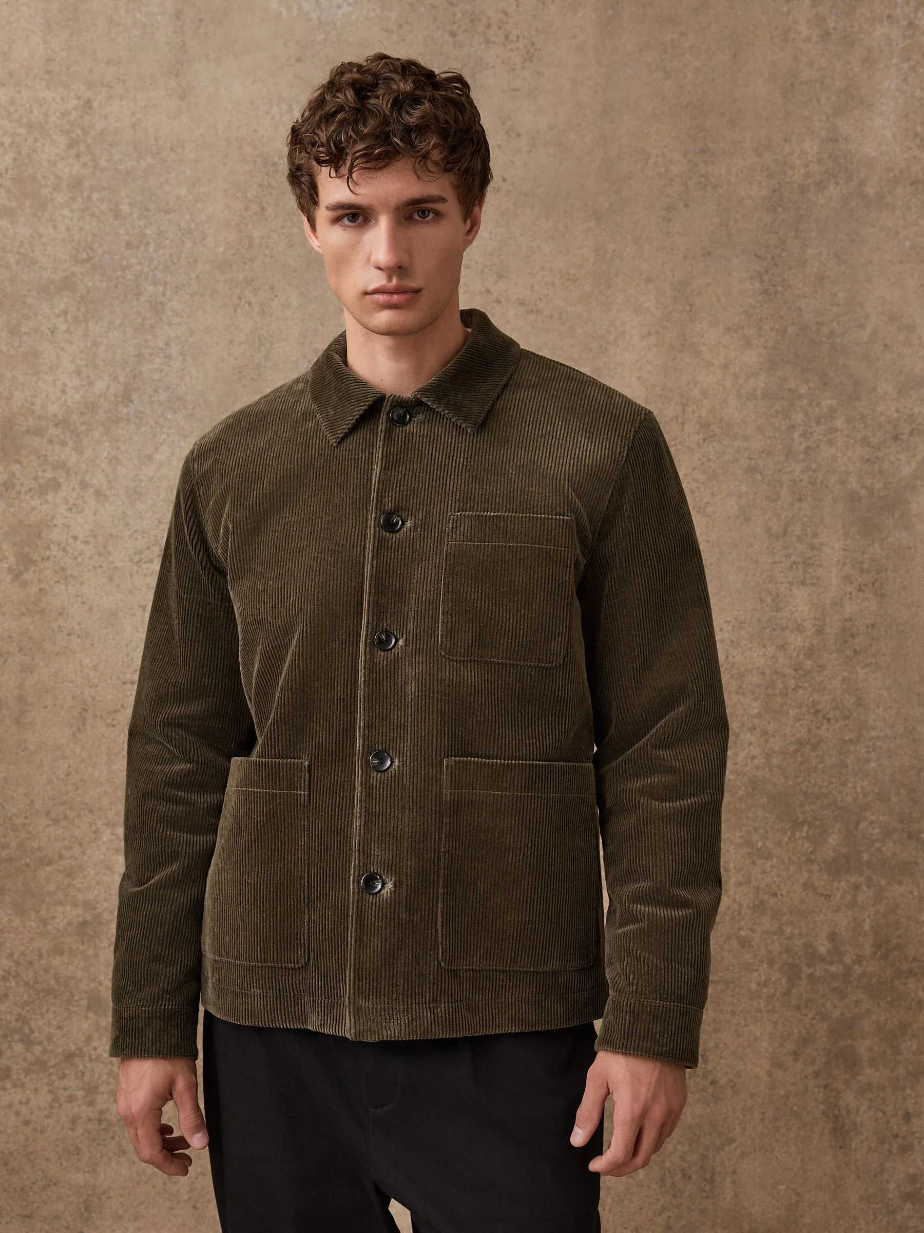 Grijs-groen - Slim Rijk Corduroy Jack