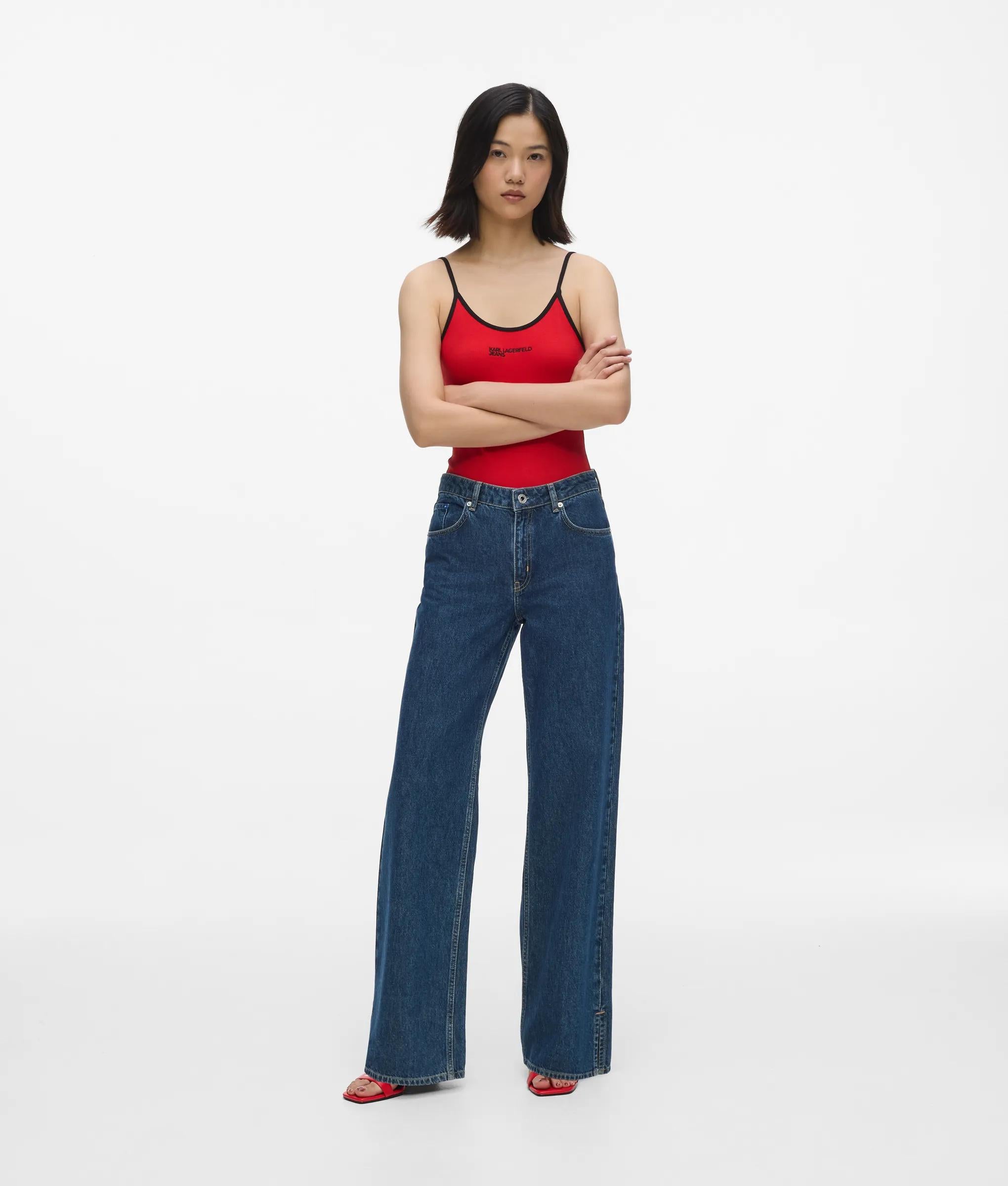 Jeans met splitten en halfhoge taille