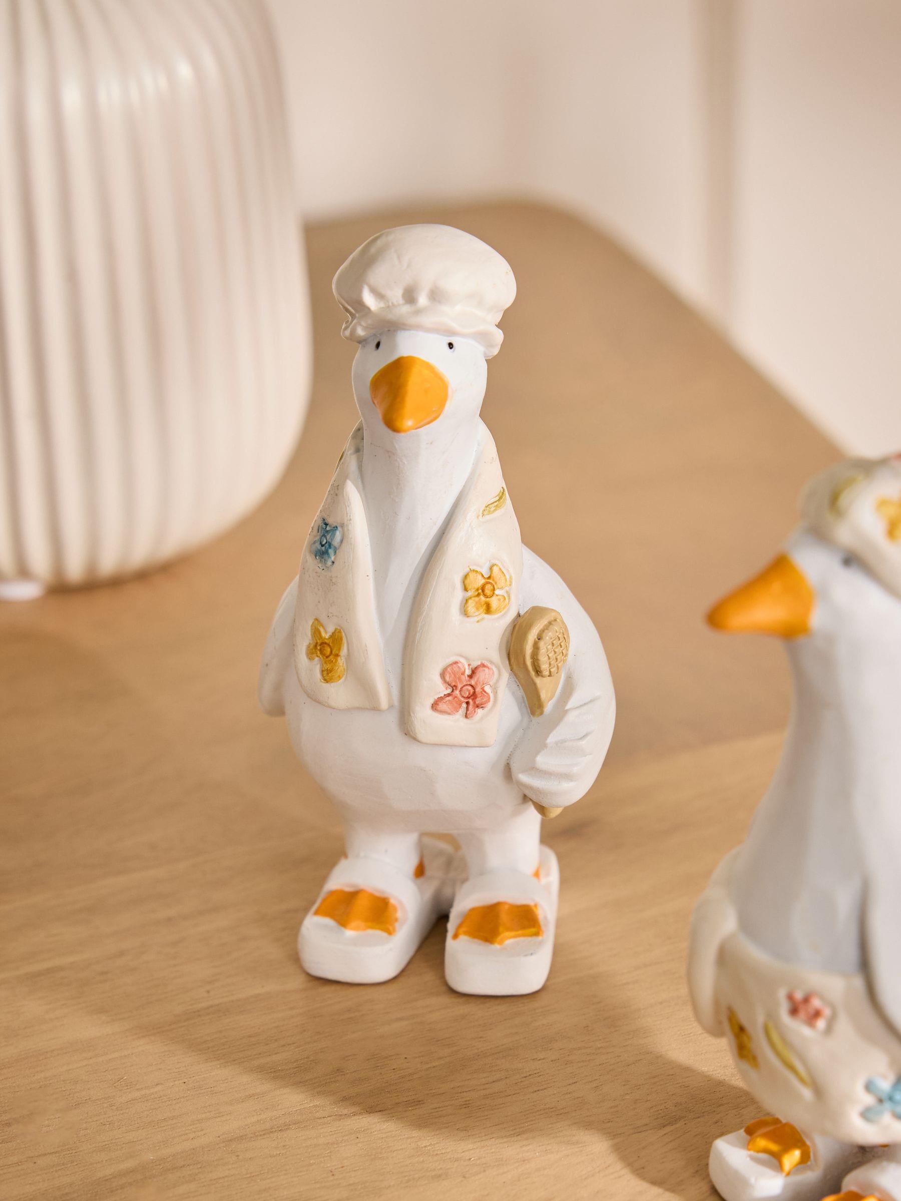 Set van 2 Spa-ganzenornamenten met bloemenprint