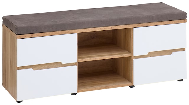 vito Garderobenbank CLYDE 120 x 48 cm Weiß Supermatt/Mauvella-Oak-Dekor