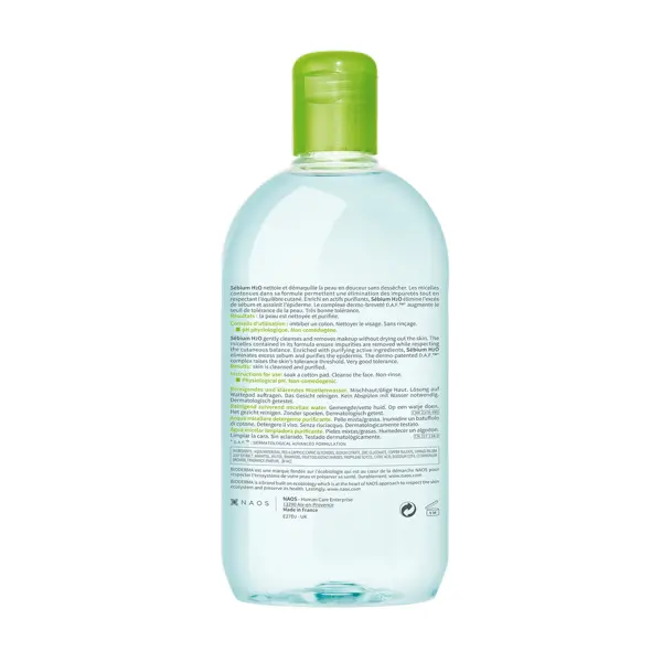 Água Micelar Purificante Bioderma Sébium H2O para Pele Mista a Oleosa 500ml