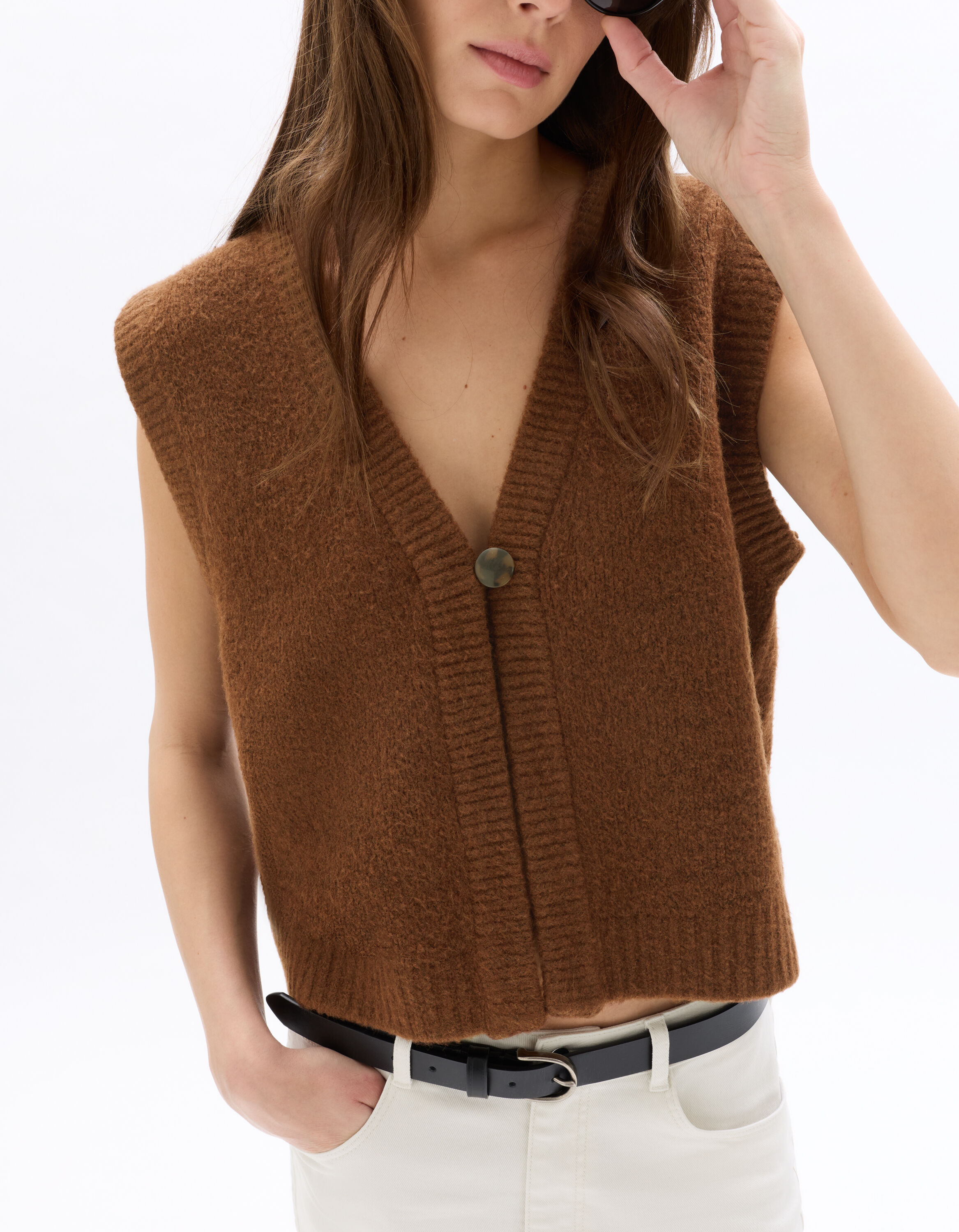 Gilet sans manche cosy knit - marron