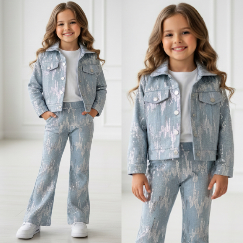 Mini chic denim set