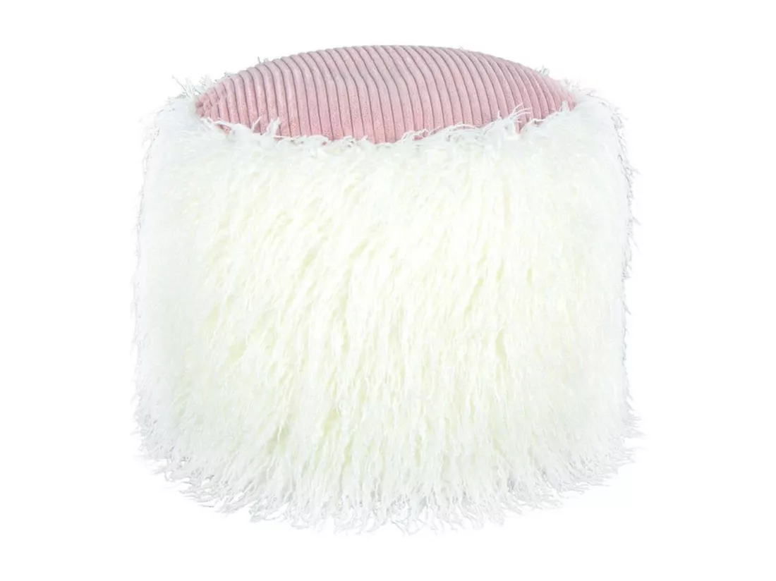 Pouf Rond Imitation Fourrure 