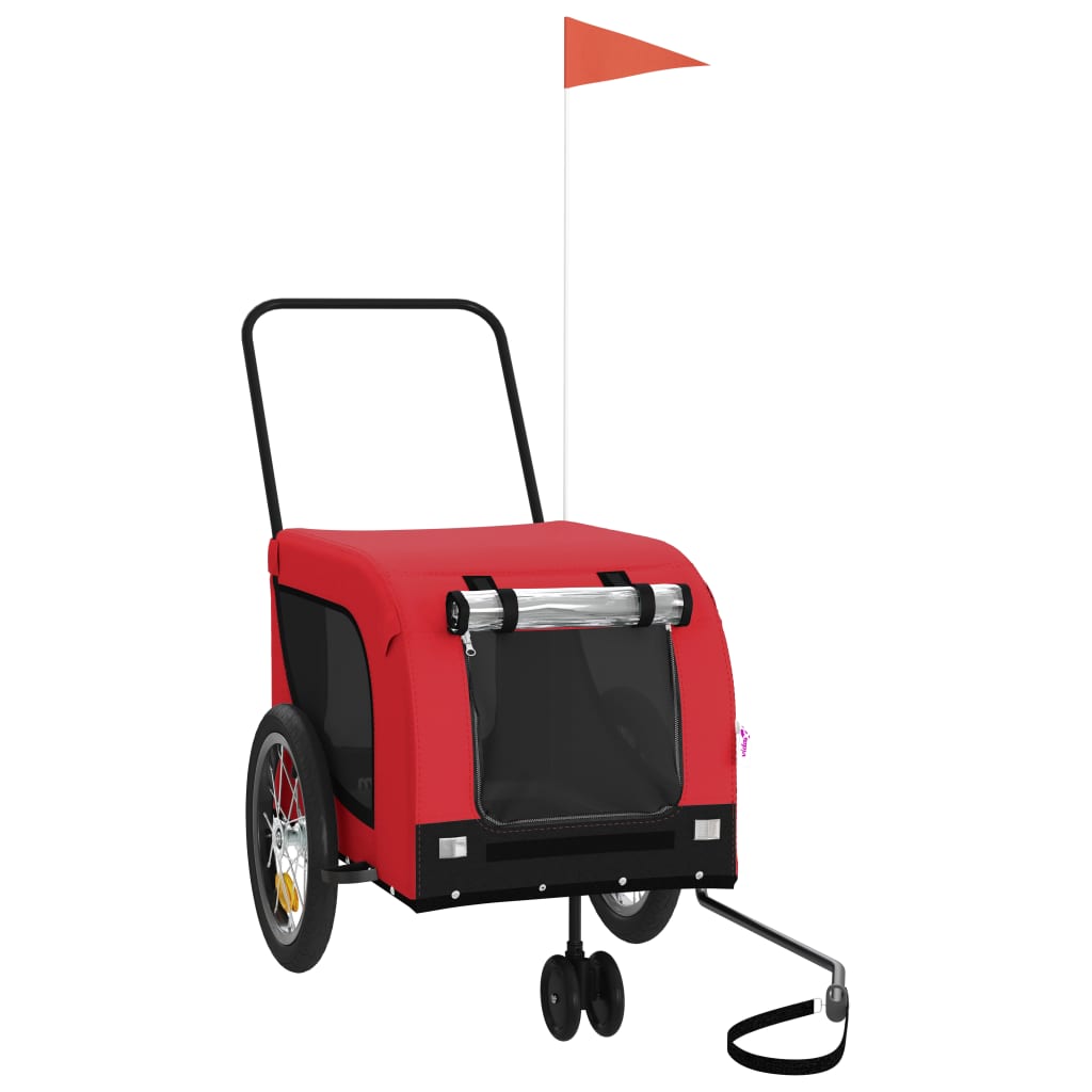 vidaXL Pet Bicycle Trailer Iron Oxford Cloth Vermelho Preto