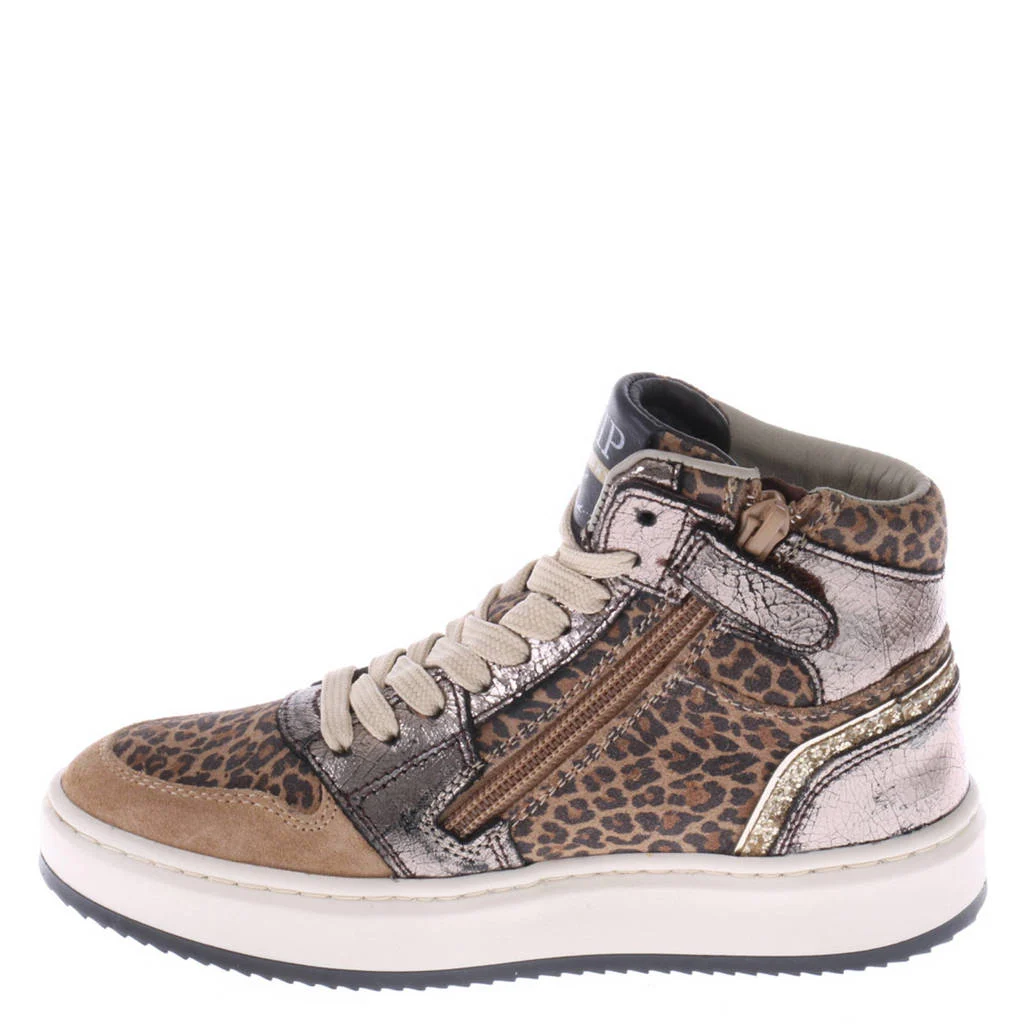 Hip leren sneakers bruin/panter