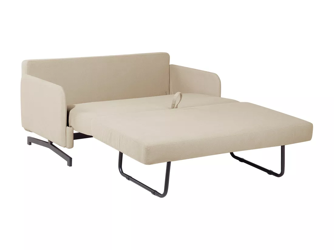 Canapé convertible 2 places en tissu beige BELFAST