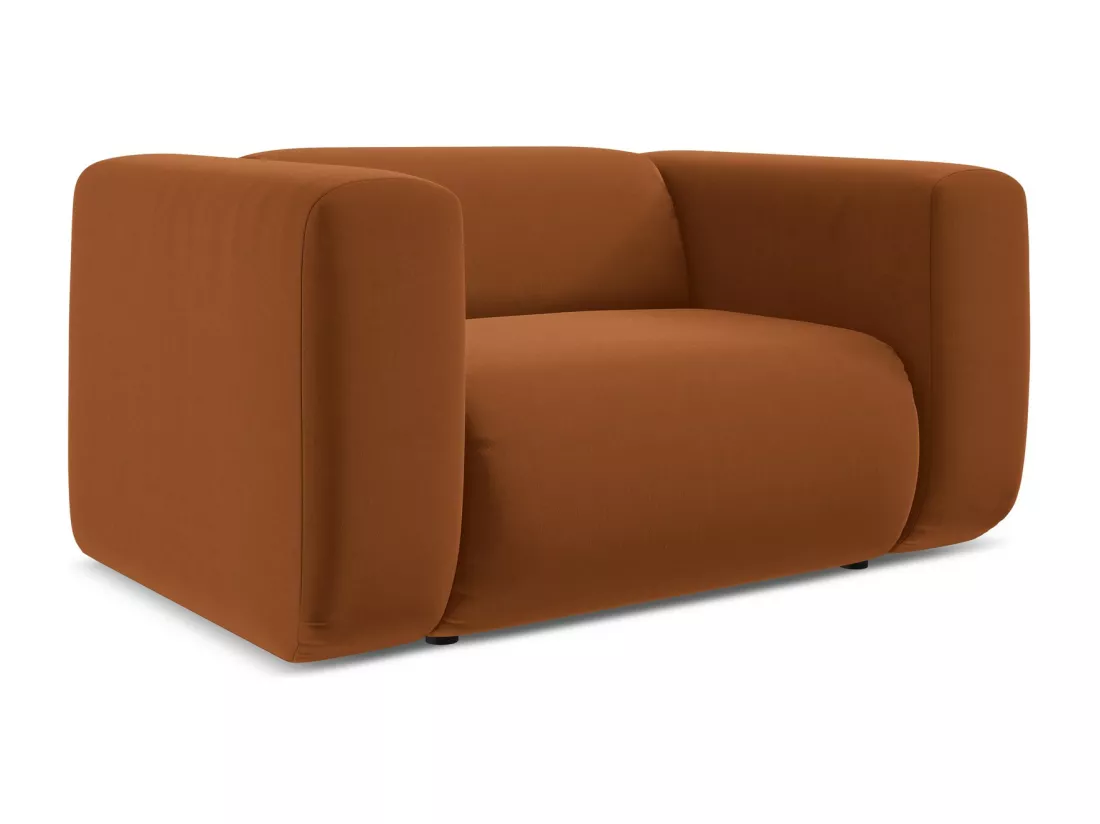 Fauteuil en velours - terre cuite - EKAHI