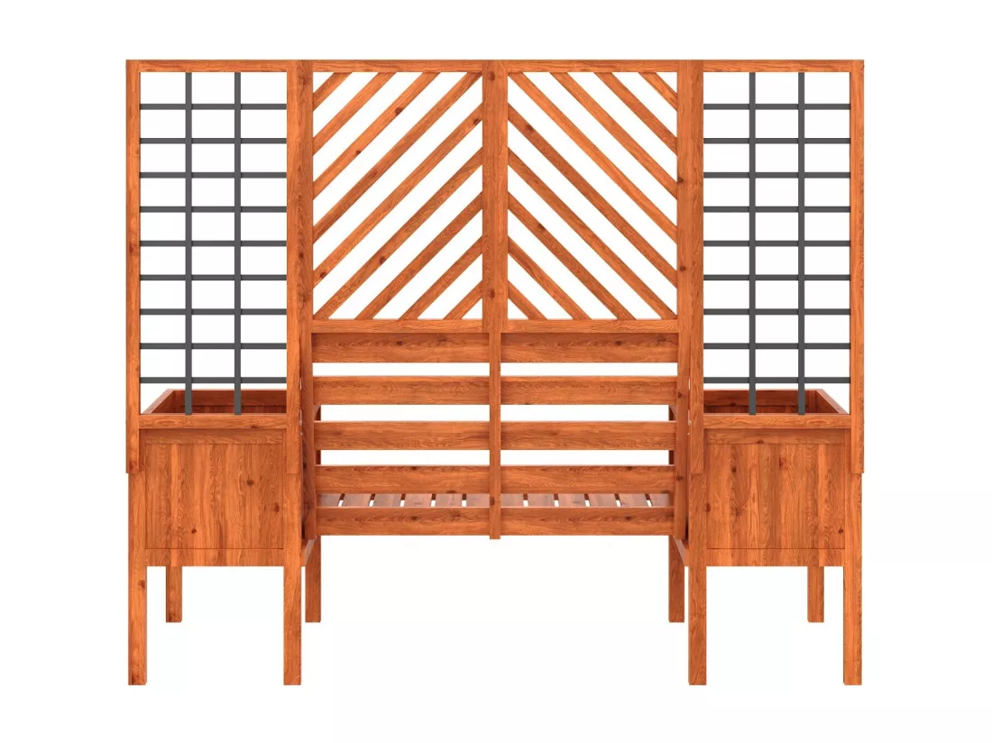 Jardinière avec treillis marron - en sapin massif - pour jardin terrasse - 170x42x145cm