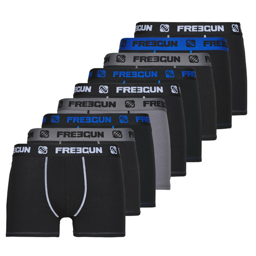 Freegun - BOXERS COTON E1 X9 - Gris / Noir